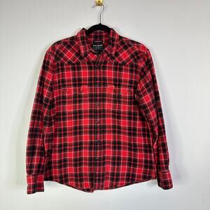 FILSON Western Flannel Shirt Size Medium Red Black Plaid